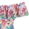 Floral Print Sexy Corset Shirt ff Shoulder Ruffles Sleeves Overbust Corset Top WK1903a