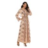 High Density Bead Embroidery Maxi Ladies Elegant Flared Sleeve Moslem Dress 20212a