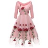 Rose Embroidery Dinner Party Lady Evening Net Yarn Dress Wedding Sexy CD1657