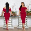 Sexy off shoulder ruffle women office dress M8402