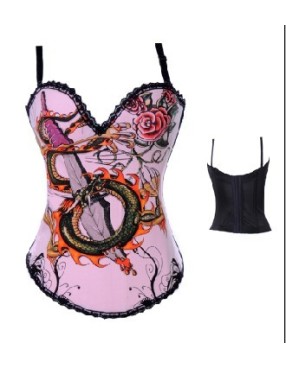pink color sexy cotton straps corset m1937A