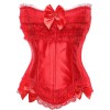 Lace Trim Bow Satin Corset Plus Size M1722A