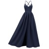 Sexy Backless Cross Slip Black Maxi Dresses Women Lady Elegant CD1686