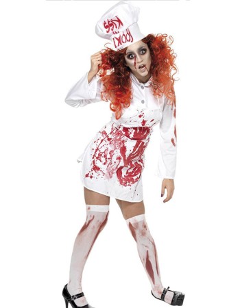 White Bloody Scary Nurse Halloween Costume M40500