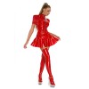 Women Sexy Shiny PVC Leather Nightclub Latex Pleated Mini Dress XX6392