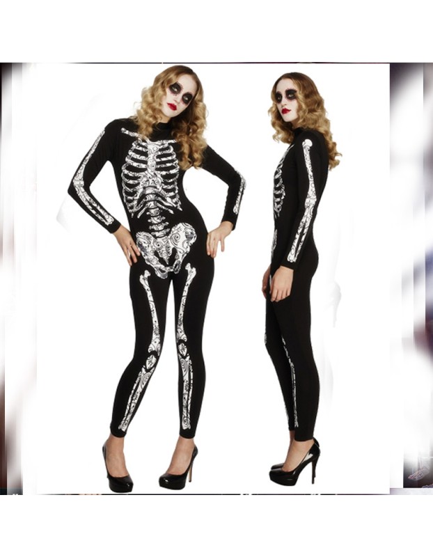Skull print Halloween costume jumpsuit style halloween party clothes