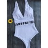 Deep V Neck Sexy Black White Women Hollow Out One Pieces Swimsuit XM1001