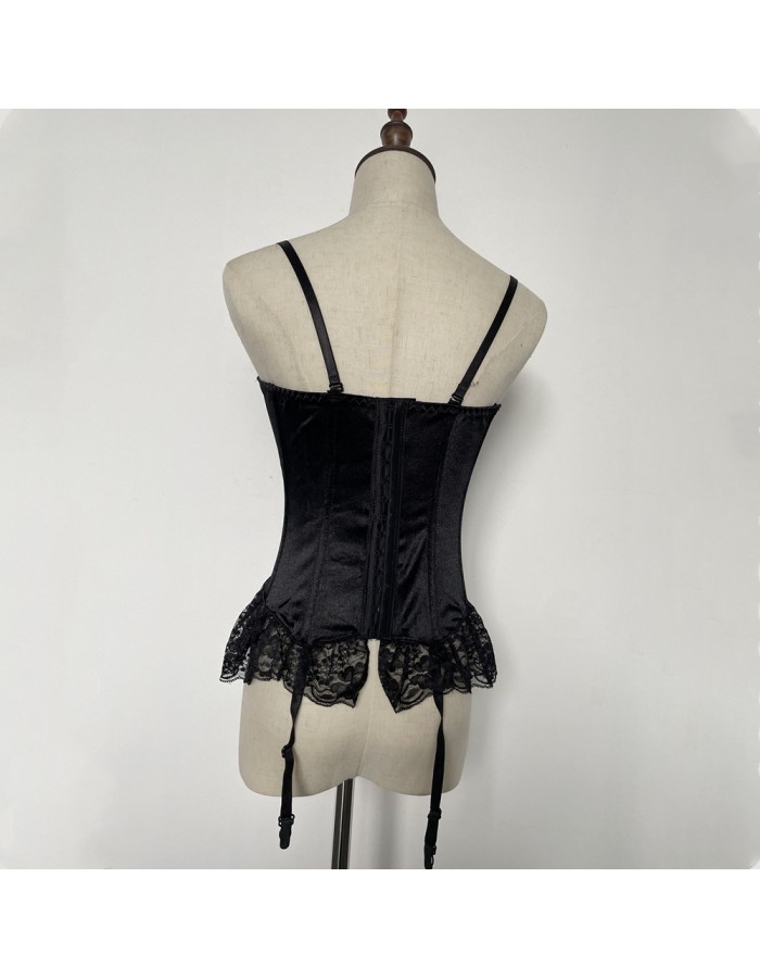 Sexy Black Lace Push Up Bra Corset Lingerie with Gathers M1651