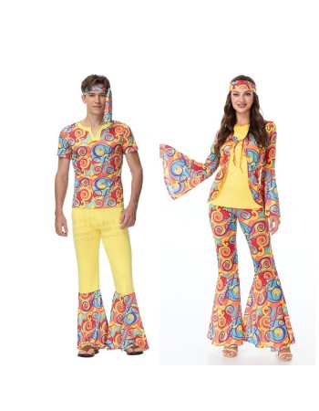 Suit Couple Disco Hippie Dance Performance Adult Costume MS1644 1645