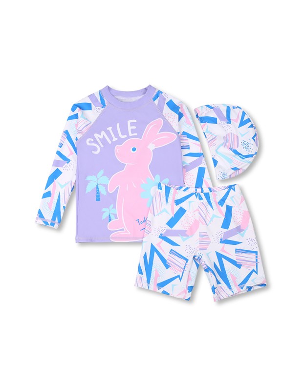 Girls Hot Spring Swimsuit Cute Sports Swimsuit Rabbit Split Long Sleeve Swimsuit KF210