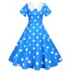 Ruched Short Sleeve Polka Dot Print Party Woman Midi Dress JY14782