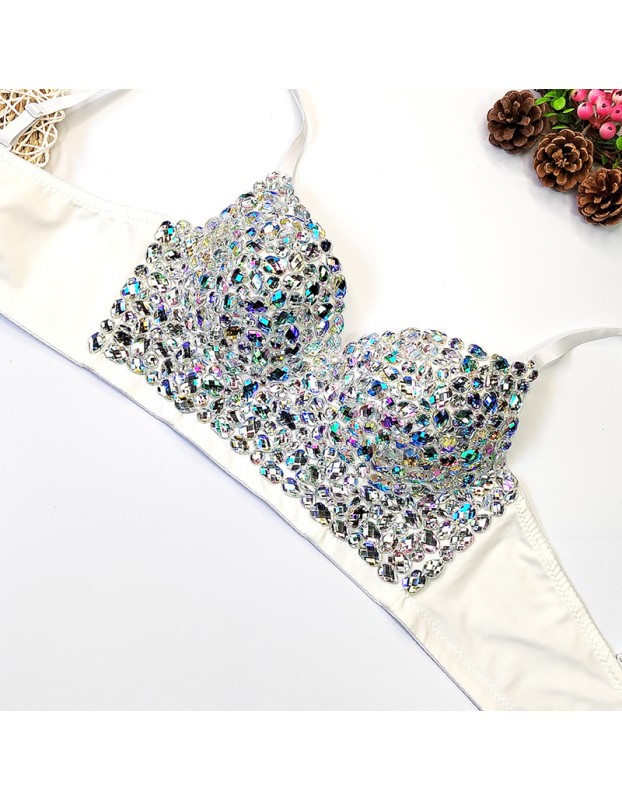 Color Diamond Chest Wipe Careful Machine Deep V Chest Wrap Suspender Top 8971