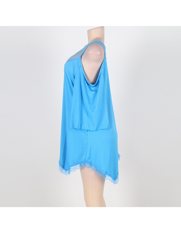 Solid Sexy Sleepwear Plus Size Sleep Dress M30361