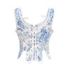 Retro Porcelain After Lacing Corset Fishbone Vest Crop Spice Girl Corset Top AM22097