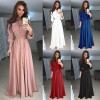 Summer Autumn Turn-Down Collar Button Long Sleeve Shirt Dress M8430