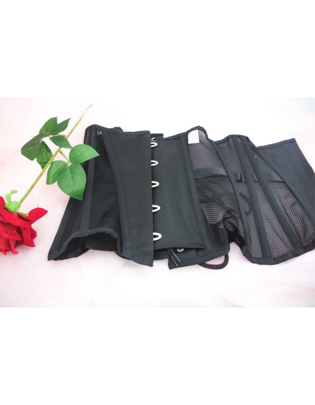 Black Mesh Women Waist Shrinkable Breathable Shapewear Corset Sexy Bustier WK2271