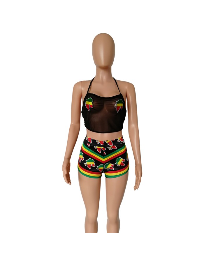 Women Summer Sexy Sheer Mesh Two Piece Set M8155