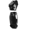 Women Sexy Black Leather Two Pcs Dress M7272