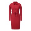Solid Color Hedging Midi Elegant Casual Ladies Single Breasted Dress LQ170