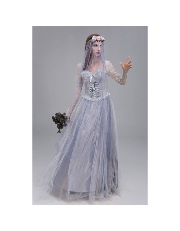 Halloween Ghost Bride Cosplay Horror Bloody Costume Vampire Party Dress YM9312