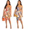 Sexy Off Shoulder Geometric Print Bodycon Dress m8367