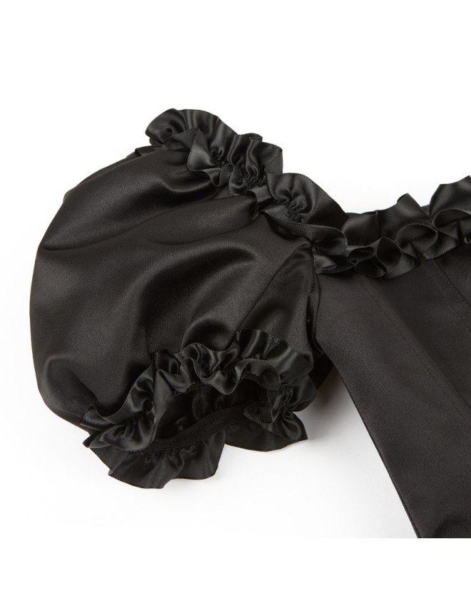 Black Sexy Ruffle Sleeves Lace-up Steampunk Victorian Overbust Corset Top WK2206