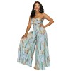Sexy Women Print Strapless Midriff Two Piece Wide Leg Pants Set 9426