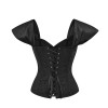 Jacquard Fabric Shoulder Belt Blouse Vintage Steel Buckle Short Sleeve Corset 21685A