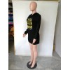Letter Print Casual Long Hooded Tops Streetwear M8491
