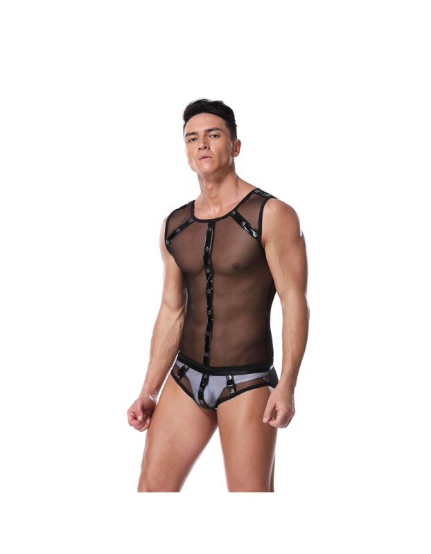 Pole Dancing Black Mesh See Through Bodysuit Men Erotic Costumes 20203