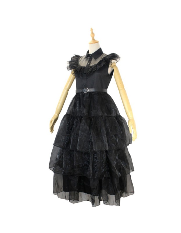 Addams Family Gauze Dress Costume Wednesday PROM Dress Cosplay YF411