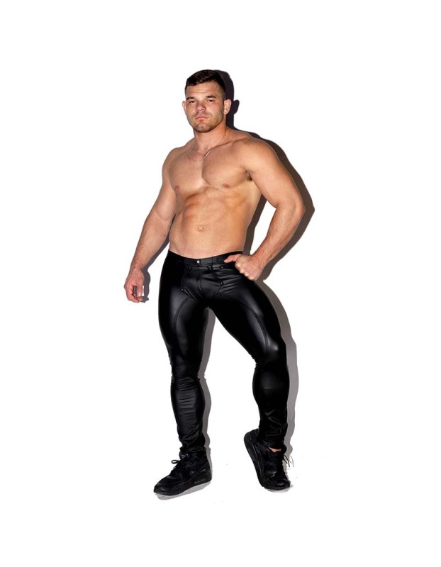 Leggings Matt Leather Sexy Pants Open Crotch Trouser For Men  N803