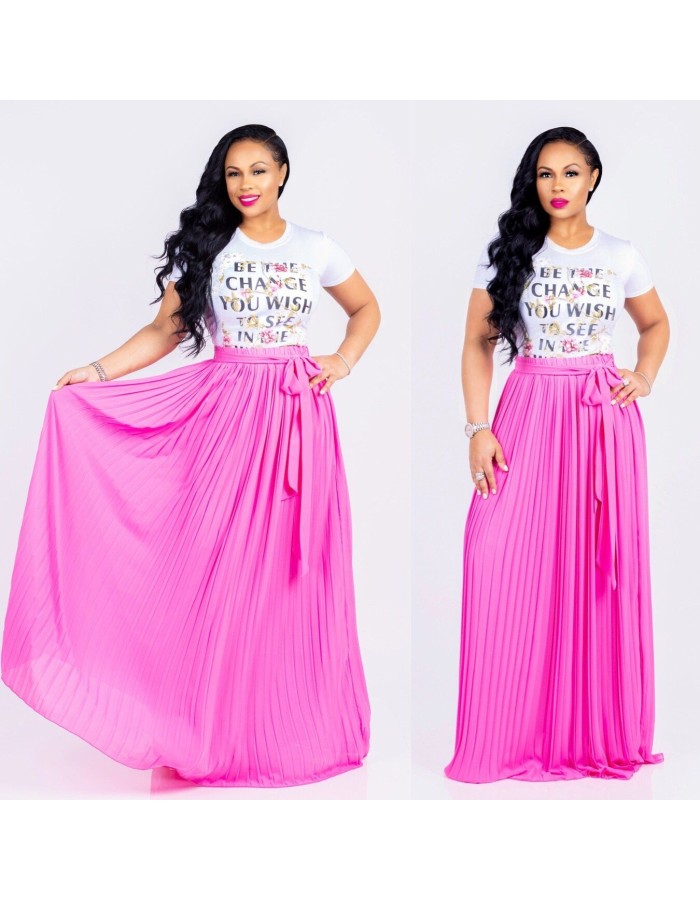 New Fashion Women's High Waist Pleated Solid Skirt M8245