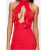 Sexy V- Neck Ruffle Red Party Dress M18046