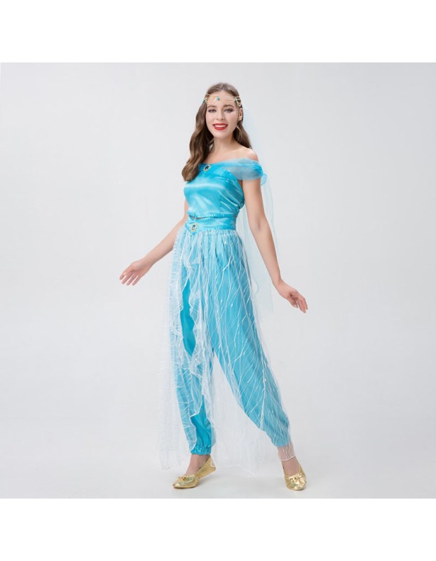 Halloween Costume Aladdin Magic Lamp Princess Jasmine Dress Cosplay Animation YM0914