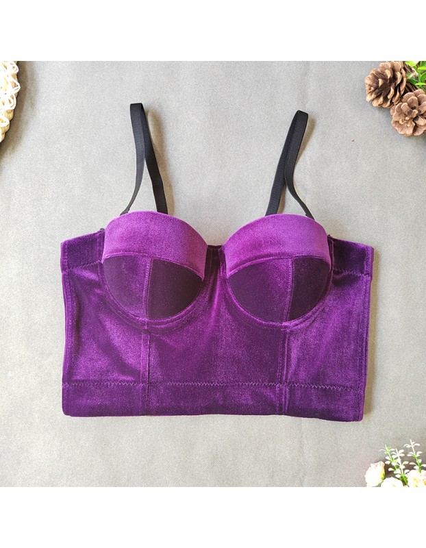 Real Velvet Bra Solid Color Steel Ring Body Shaping Vest All-Match Corset KN8199