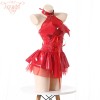 Women Imp Bat Patent Leather Witch Dress Costume Daemon Uniform Cosplay FSM096