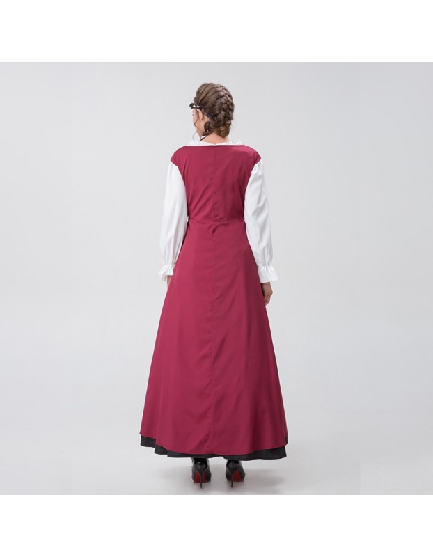 Medieval Renaissance Square Collar Waist Two-Piece Dress Retro Court Costume YM8723