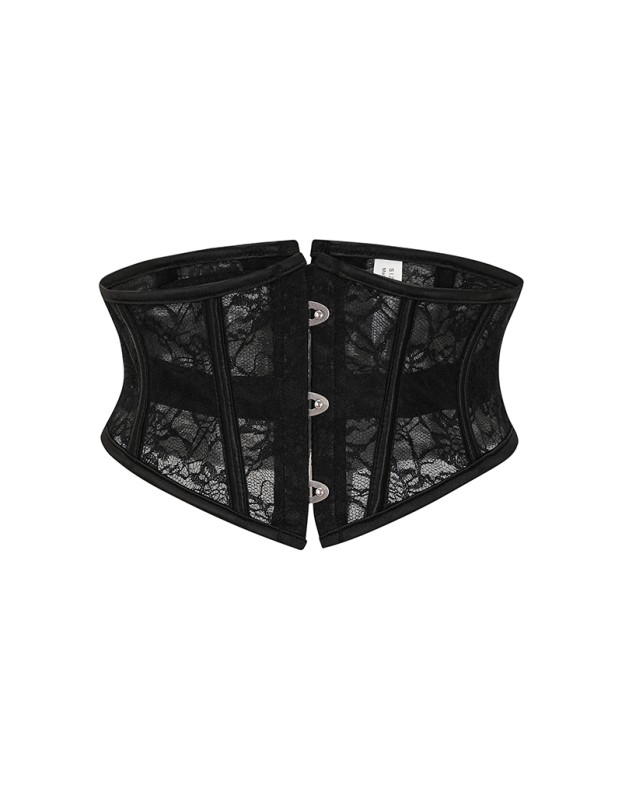 Black Lace Breathable Lace Up Corset Body Plastic Belt Waist Corset Top 22069