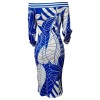 Women Long Sleeve Printed Bodycon Midi Dress m8241