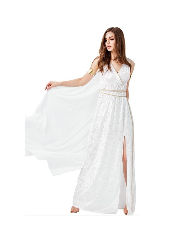 Medieval Egyptian Queen Cleopatra Cosplay White Sexy Halloween Costumes M40765