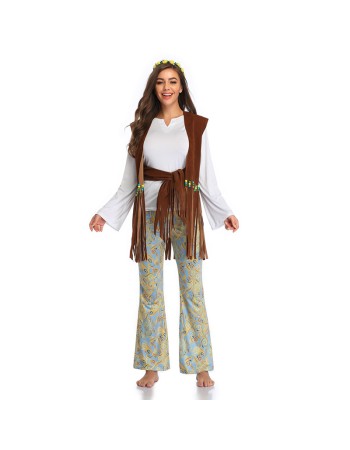 Indian Adult Couple Costume Tribe Princess Hip Hop Fringe Cosplay SM3348