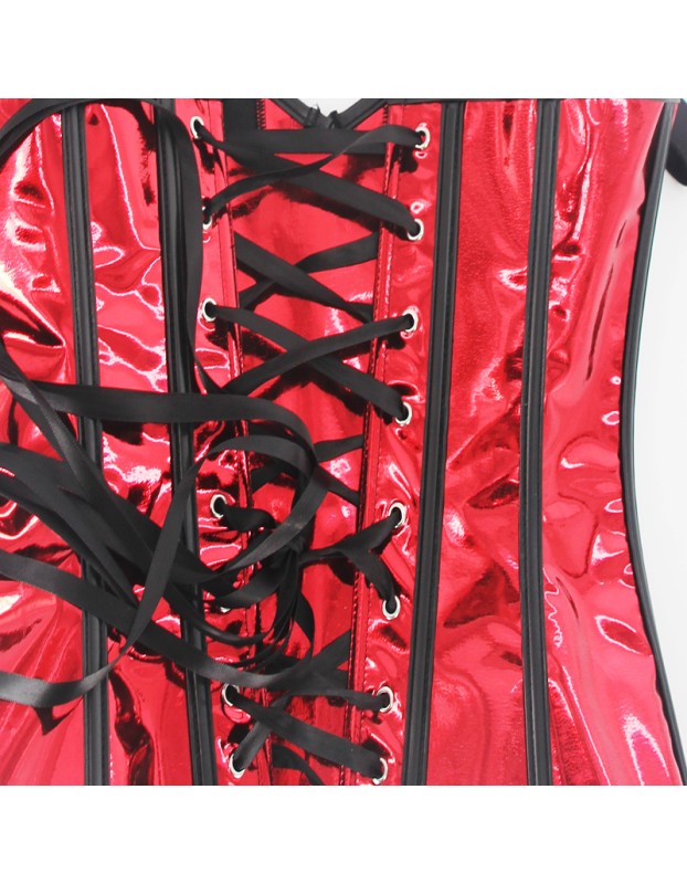 Sexy Women Bright Metallic Leather Front Lace-up Steampunk Corsets WK2304a