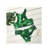 Sexy Solid Green Print  vest style swimwear 17079