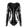 Black Leather Sleeve Jumsuit M7270