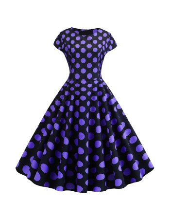 2022 Polka Dot Women Waist Temperament Swing Elegant Dress JY13654