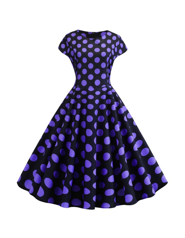 2022 Polka Dot Women Waist Temperament Swing Elegant Dress JY13654