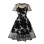 Mesh Patchwork Flying Sleeve Style Swing Mid Length Vintage Dress 5061