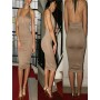 Apricot sexy backless cocktail party midi dress M30043