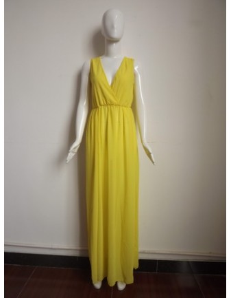 Sexy Yellow Maxi Evening Dress M3991